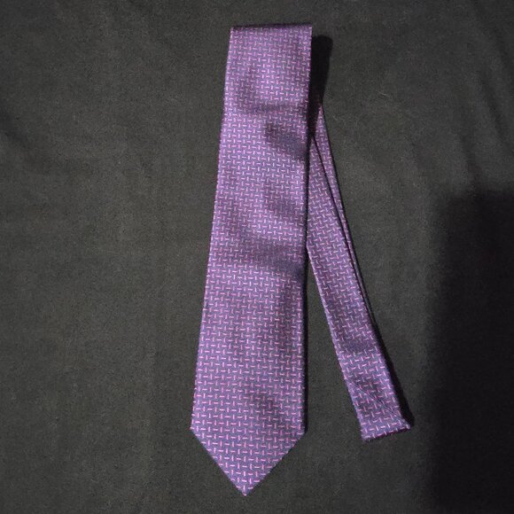 NWT Luciano Barbera Made in Italy 100% Silk Necktie Blue w Purple Dash 3 3/8x59 - Picture 2 of 6